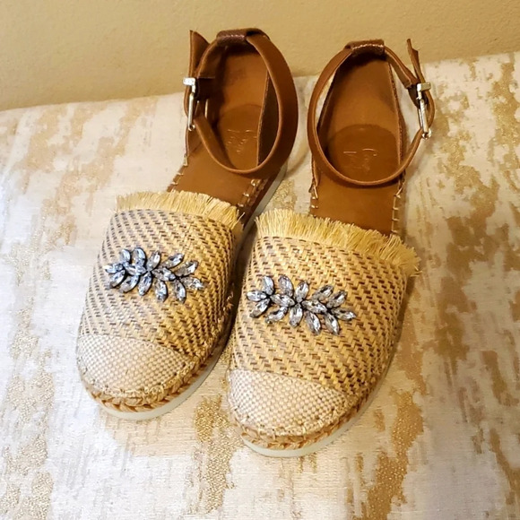 Crown Vintage Bonire Wedge Ankle Strap Sandals w Embellishments Sz9W - Picture 2 of 7